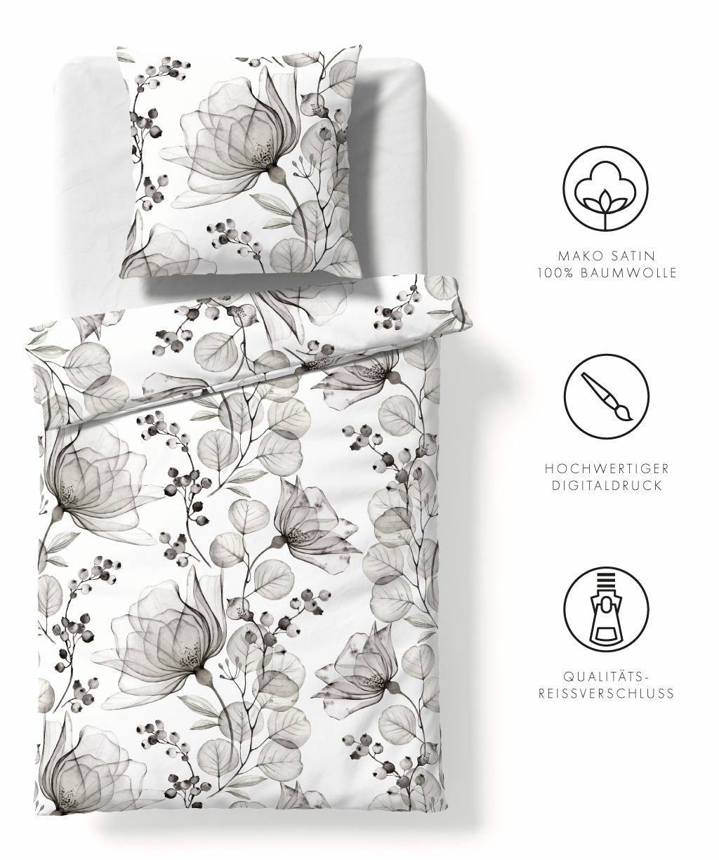 Fleuresse Satin Bettwäsche Bed art S 114467 Silber