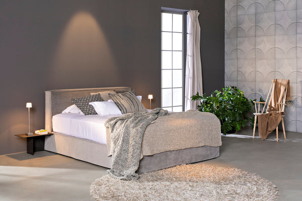 Schramm Boxspring Bett Purebeds ELL im Stoff CLARA Stone
