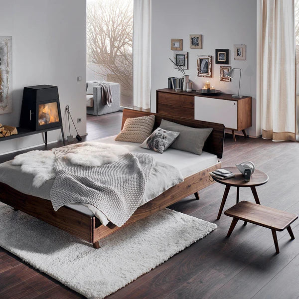 Holzmanufaktur Massivholzbett DONNA Wildnuss 180x200cm -doppelt